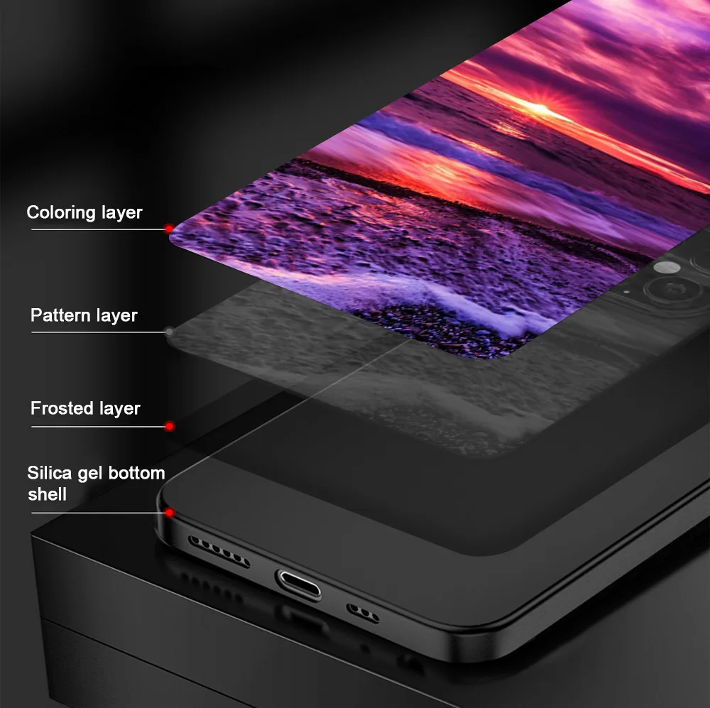 

Sunset Beach Phone Case For iPhone 11 12 Pro Max mini XR X XS Max 7 8 6S Plus SE 2020 Phone Cases Soft TPU Black Cover Coque