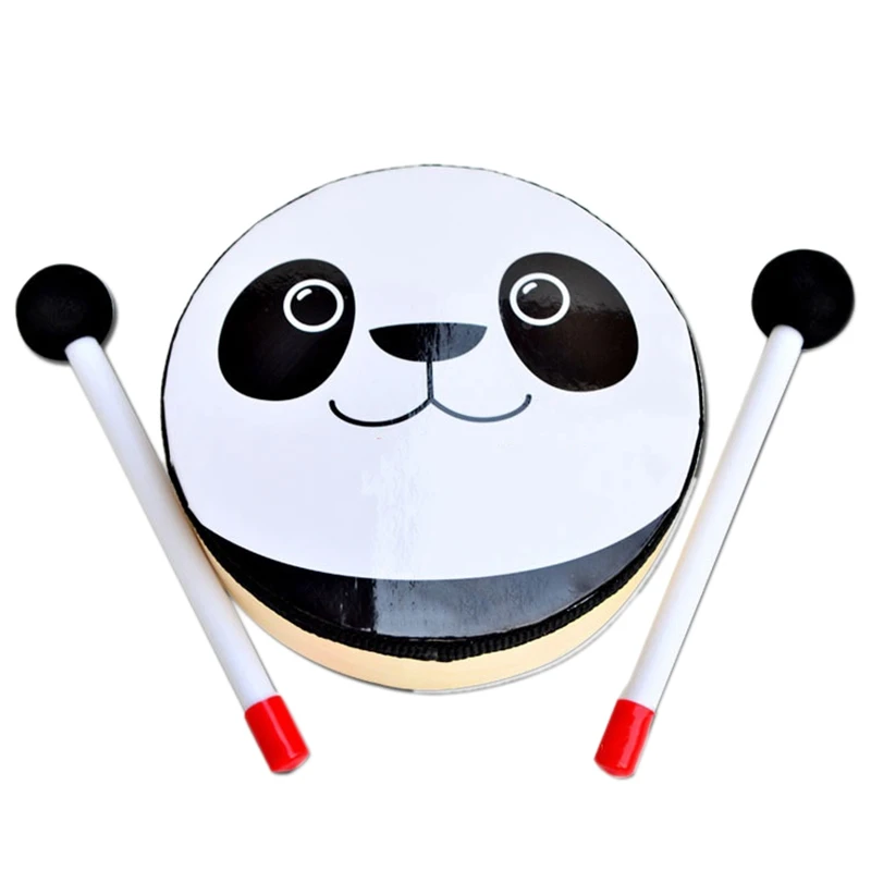 

6 дюймов бубен в стиле «Little Panda» Детская Beat the Drum перкуссионные музыкальные инструменты, детские игрушки подарки музыкальных