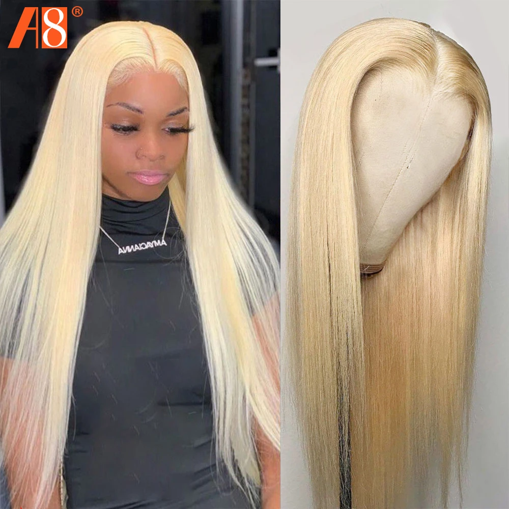 613 Blonde13x6 HD кружевные передние парики из человеческих волос 150% прямые