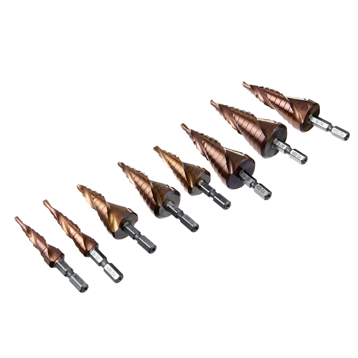 Drillpro несколько размеров HSS Кобальт шаг сверло набор азот Высокоскоростная сталь Спираль для металла конус треугольник хвостовик отверстие