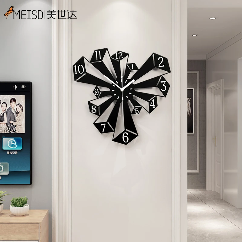 

Large Prism Antique 3d Wall Clocks Modern Creative Hanging Black Watches Home Interior Decoration for Living Room Free Shipment
