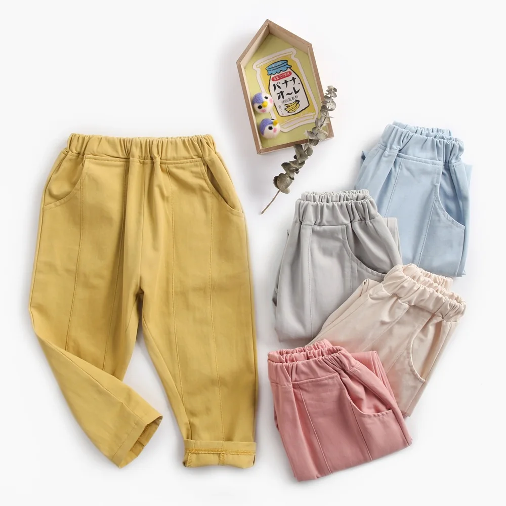 

Childrens Casual Trousers 2020 Spring Autumn New Baby Boys Girls Fashion Solid Color Candy Color Pure Cotton Loose Cargo Pants