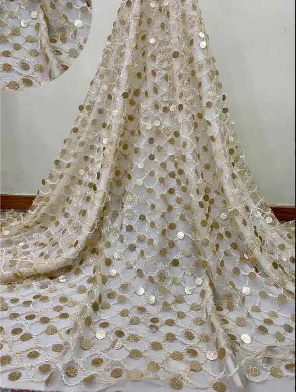 Белый цвет Высокое качество африканская кружевная ткань с блестками 2020