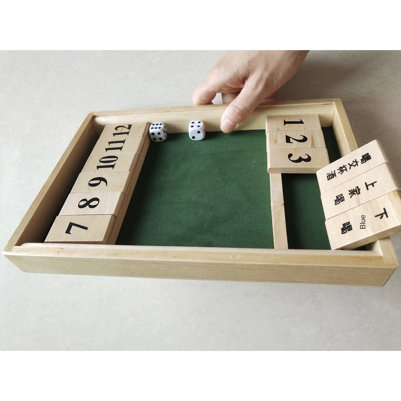 

2-Way Shut The Box Dice Game (1-2 Players) for Kids Adults Wooden Board Game