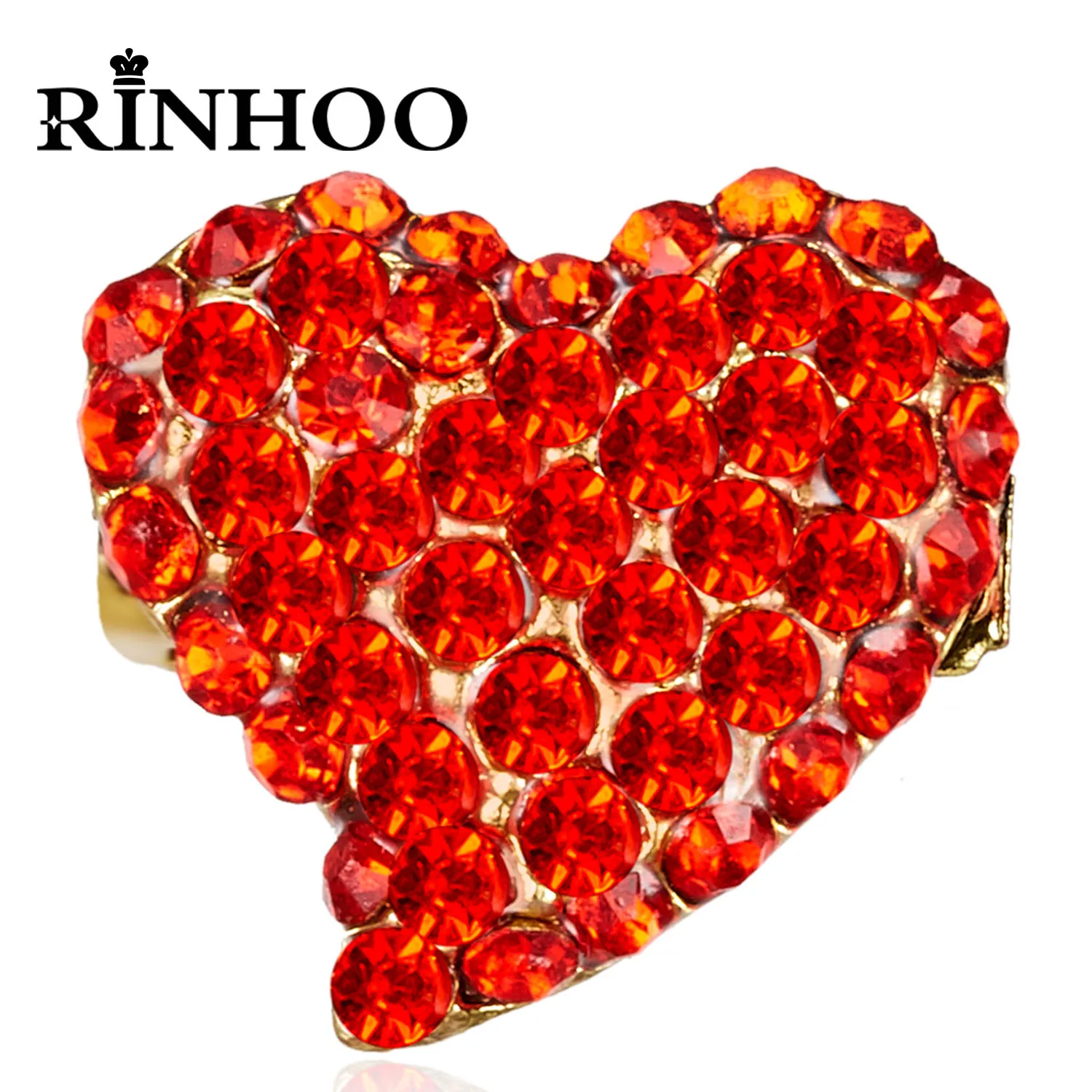 

Rinhoo Red Rhinestone Love Heart Brooch Fashion Small Crystal Geometric Badge Bowknot Butterfly Bee Cat Flower Lapel Pins Buckle