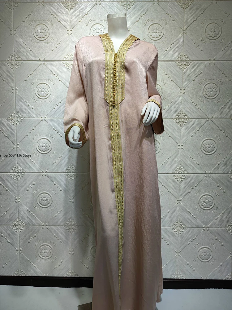 Dubai Abaya Jalabiya Hooded Maxi Dress Long Sleeve Islam Muslim Women Moroccan Kaftan ArabTurkey Robe Champagne White Green |