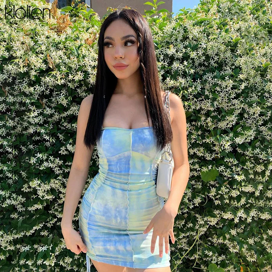 Летнее пикантное модное женское платье на бретельках KLALIEN офисные женские