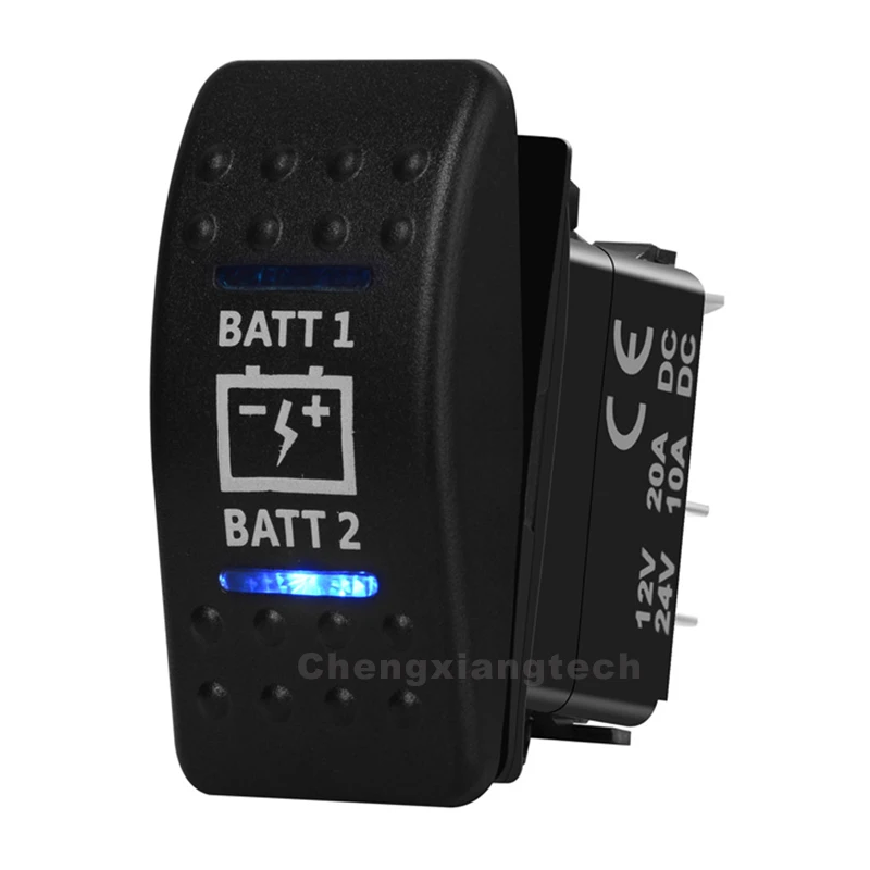 Кулисный Переключатель BATT1 BATT2 7 Pins ON/OFF/ON DPDT с голубым светодиодом 12 В 24 для NARVA ARB