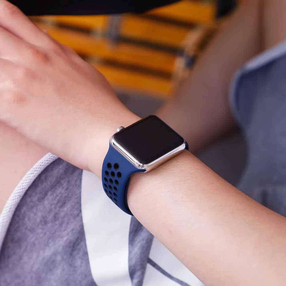 Спортивный ремешок для apple watch band 4 5 42 мм/38 мм iwatch band 44 мм/40 мм ремешок силиконовый браслет дышащий ремешок для часов серии 5 4 3 2