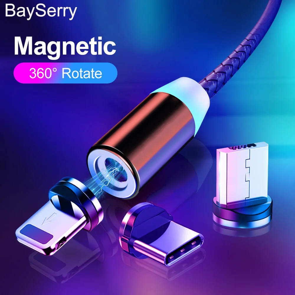 Магнитное зарядное устройство BaySerry кабель USB Type-C Micro C Магнитный провод для