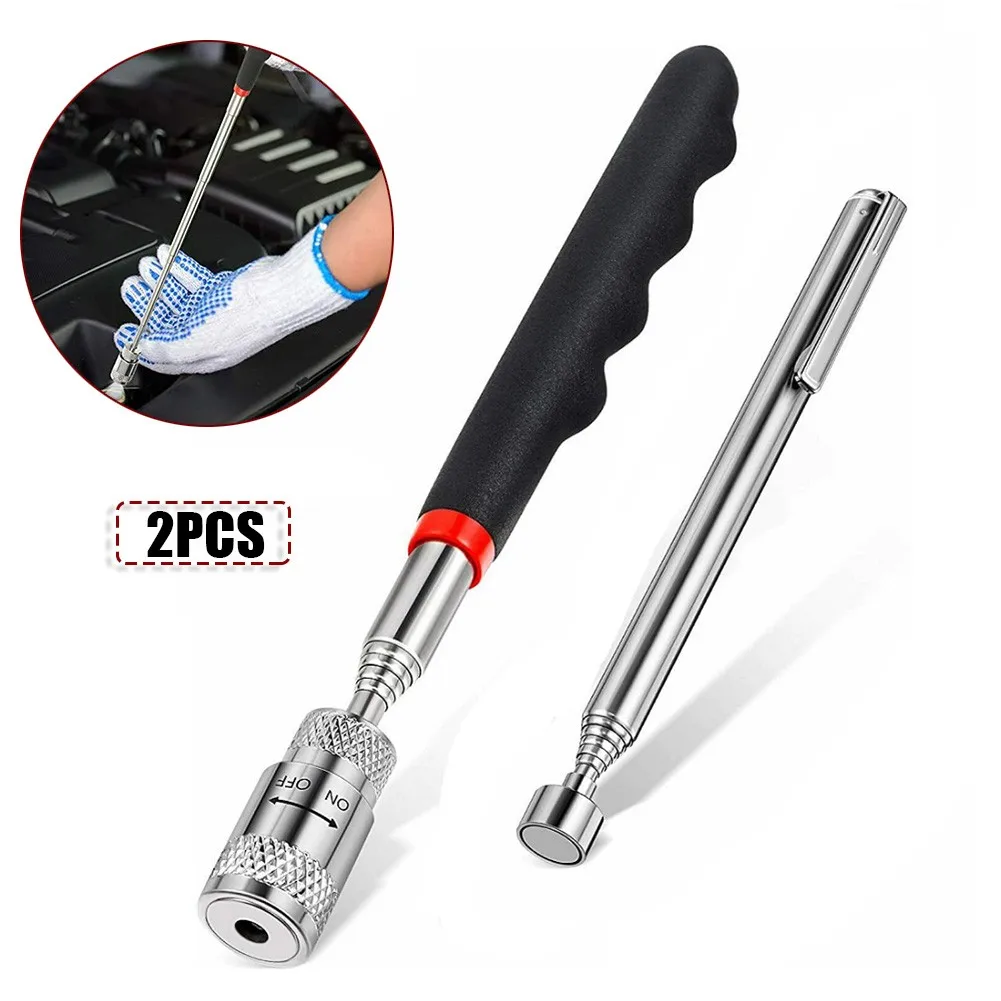 

Kit Magnet Pickup Tool Metal Rod Portable Rubber Grip Telescoping 1.5lb & 10lb