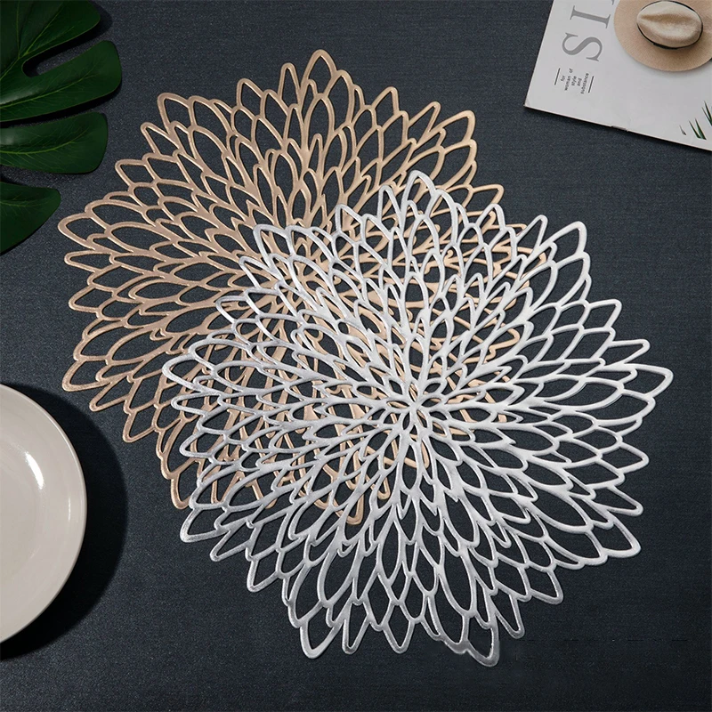 

Hot PVC Hollow Insulation Coaster Placemats Table Mats Home Christmas Decor Heat Resistant Placemat for Table 2021 New