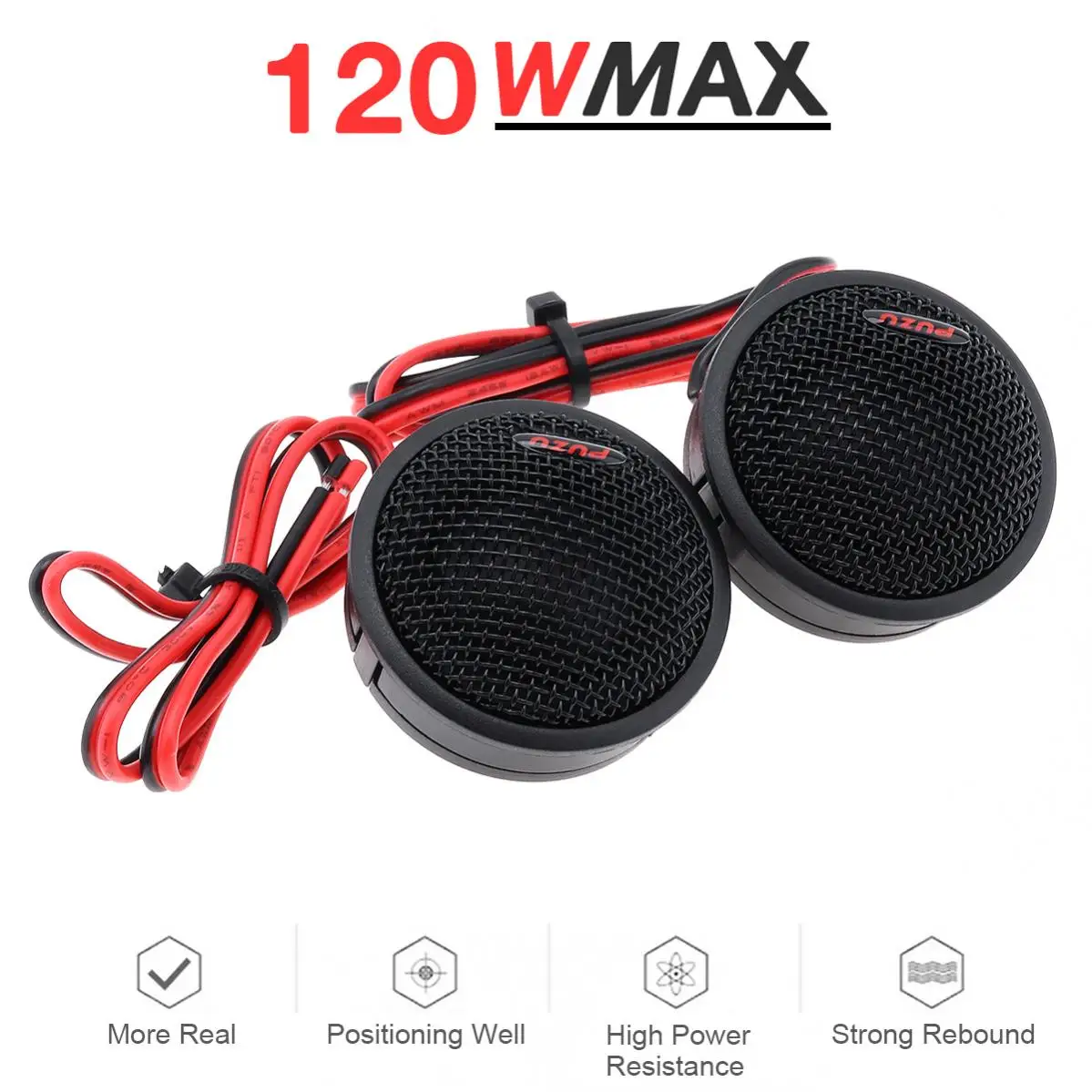 

2pcs 120W ABS Car Dome Tweeter Speakers 4ohm Car Modification High-Pitched Car Audio Modification Nondestructive for Speaker Box