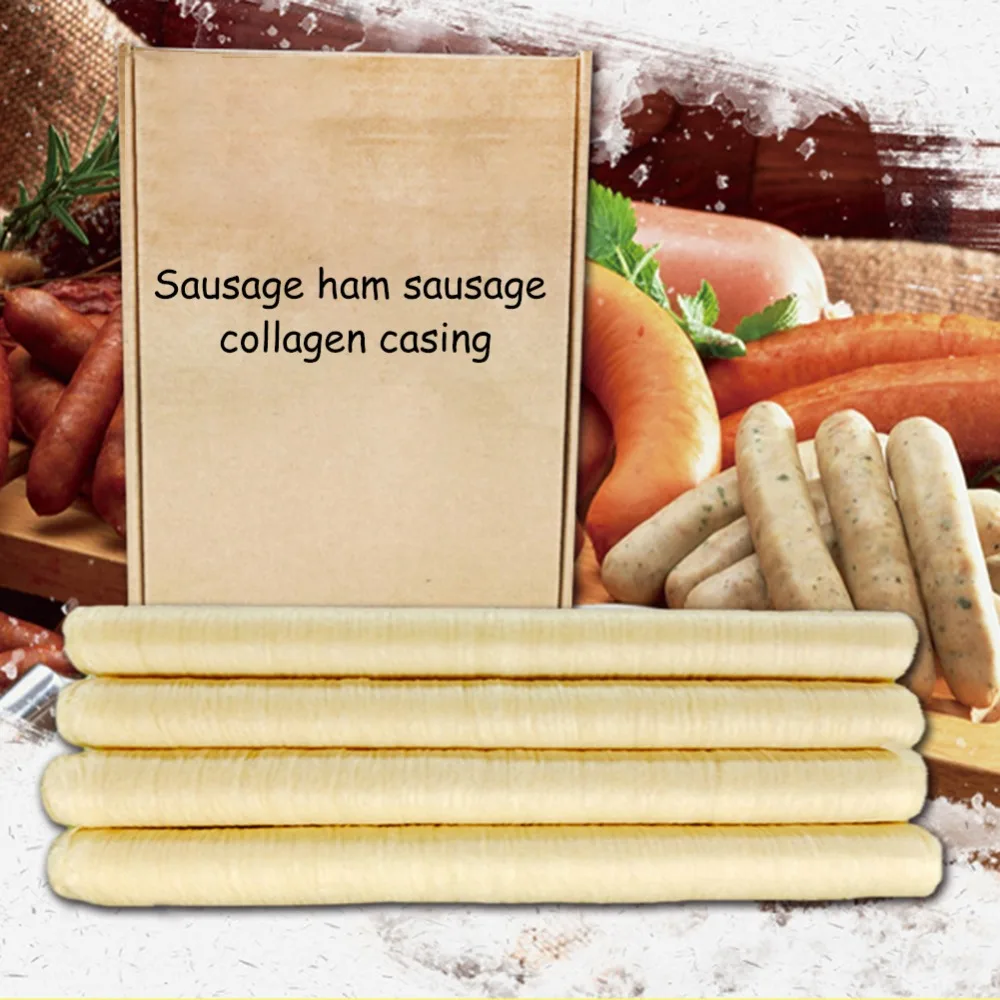 

26mm*14m Collagen Protein Meat Casing Skin for Sausages Hot Dog BBQ Grilled Sausage Tool