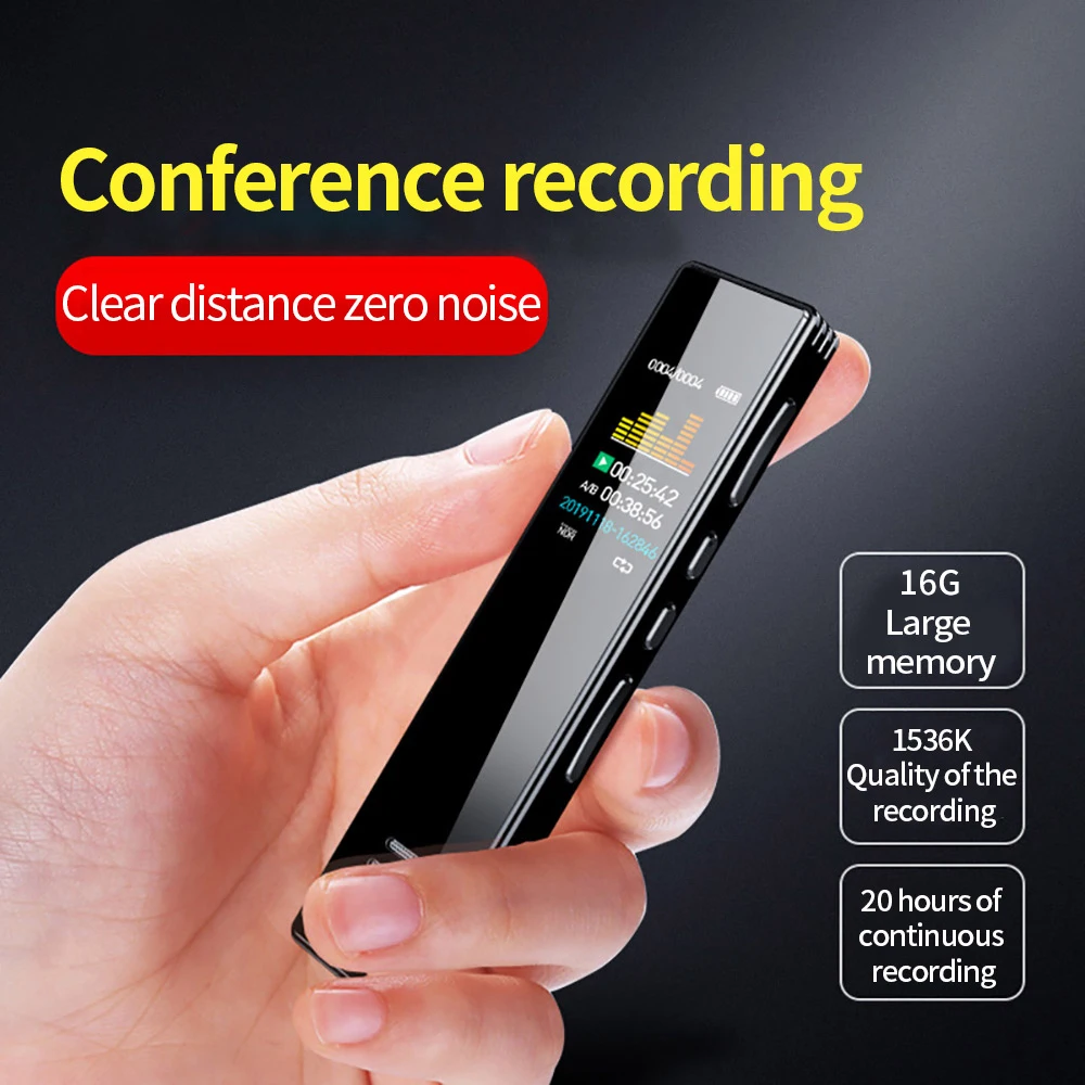 

16gb Digital Voice Recorder Audio Recorder Intelligent Noise Reduction Three-Segment Sensitive Microphone Recorder 2020 NEW