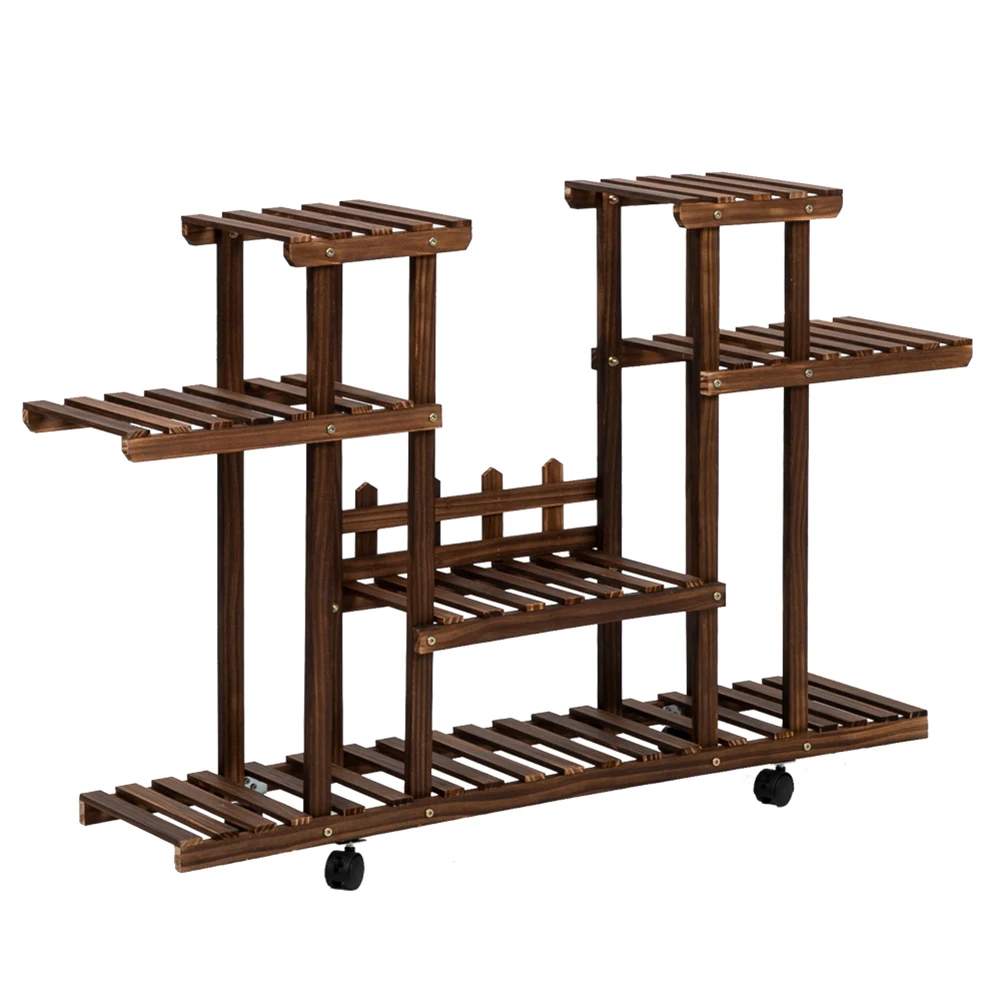 

Green Planter Rack Storage Organizer Display Shelves Living Room Balcony Space Saving Wood Floor-standing Decoration