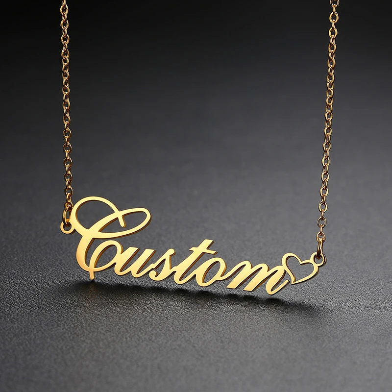 

Personalized Custom Name Necklace With Empty Heart Handmade Cursive Nameplate Necklace For Women Kids Birthday Gift