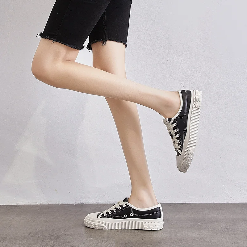 

2021 Spring,Summer Shoes for Women Flat Shoes,White,Black Shoes for Women,Casual,Comfort,Classic,Harajuku,Rubber Flat Shoes