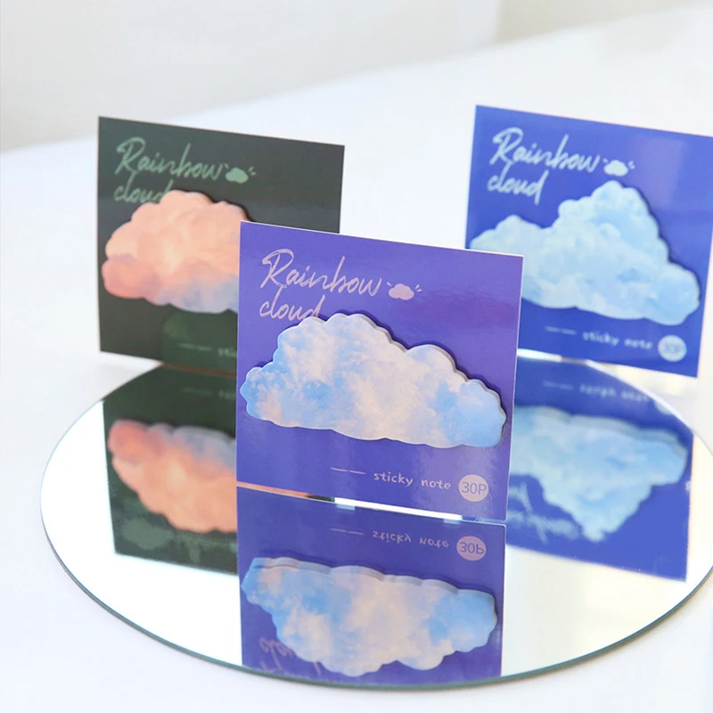 30 листов Kawaii Rainbow Cloud Sticky Notes Notepad Memo Pad индекс сообщений наклейка сделай сам