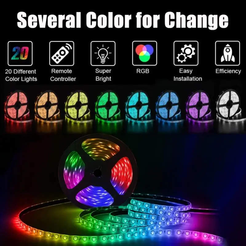 

Светодиодная ленсветильник RGB 2835 5050, гибкая лента для лампы с дистанционным управлением через USB и инфракрасным управлением, подсветка для т...