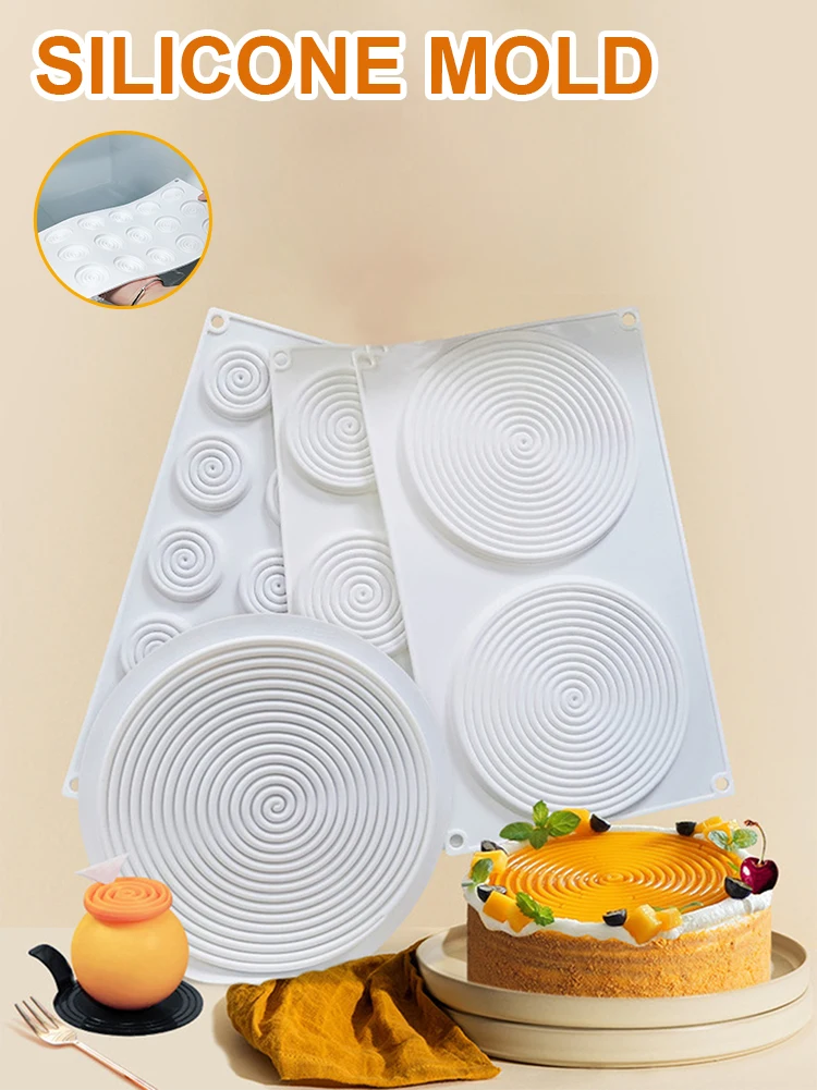 

Holes Spiral Shape Silicone Mold 3D Cake Moulds Mousse For Ice Creams Chocolate Pastry Bakeware Dessert Art Pan Cake Mold