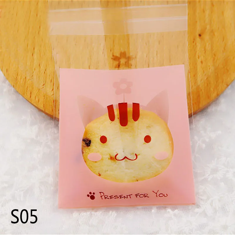 50/100 шт 7*7 см и милые носки с рисунками зверей из мультфильмов, Пластик Подарочный пакет для печенья на день рождения или свадьбу; яркие выпечки посылка из полиуретана с открытыми порами самоклеющиеся вечерние свадебные сувениры - Цвет: S05
