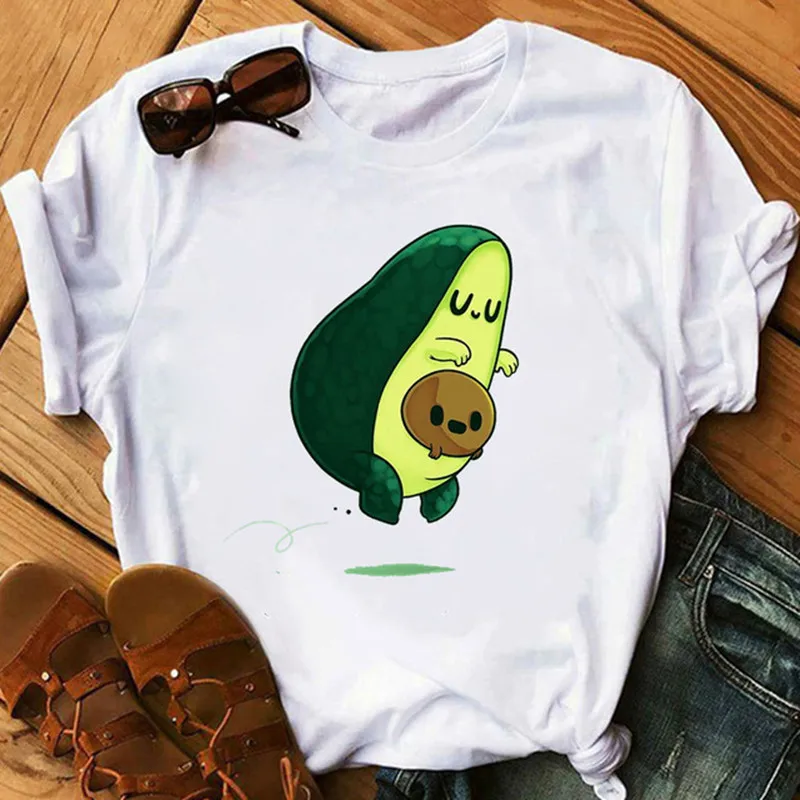 

2020 Avocado T-shirt Women Casual Short Sleeve Cartoon Tshirts Funny Female Graphic Tees Summer Women T-shirts Tops