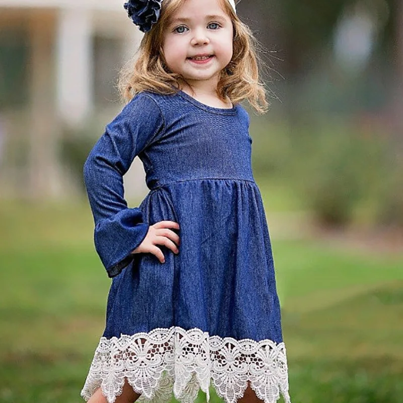 2021 весенние платья для девочек платье принцессы Одежда детей Джинсовое