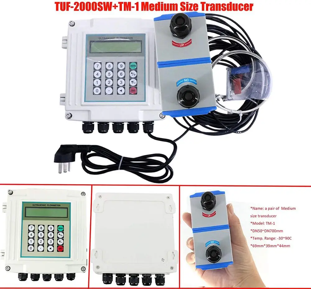 

Wall-mounted Ultrasonic Flowmeter Digital Flow Meter with TUF-2000SW Medium Size TM-1 Transducer DN50-700mm
