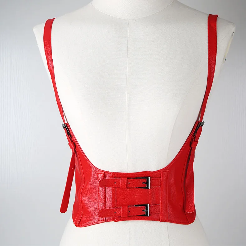 

Women Fashion Gothic Punk Style Suspenders Cinch Belt Wide Leather Elastic Corset Underbust Waistband Slim body Shaper Accessory