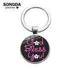 Брелок с надписью Иисус, с библейским стихом и цветочным принтом