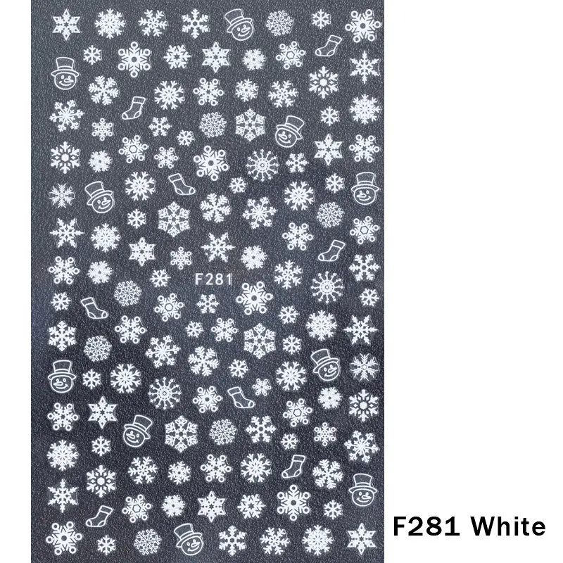 F281 White 1 шт рождественские наклейки для ногтей наклейки снежные хлопья рождественские обертывания Снеговик зимние украшения маникюрные инструменты слайдеры F281-284 - Цвет: F281 White