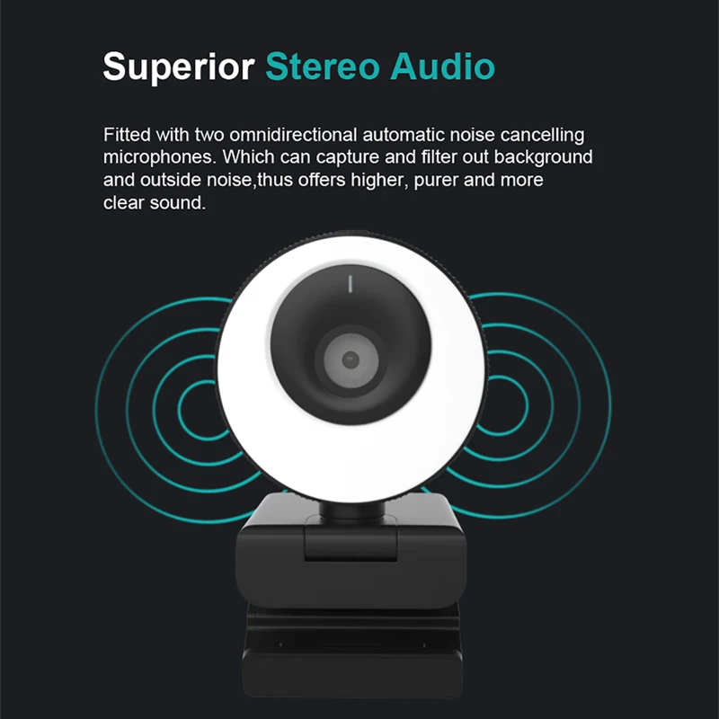 

WebcamAutofocus Web Camera with Microphone Ring Light Web cam for Computer Camera for Twitch Skype Steam