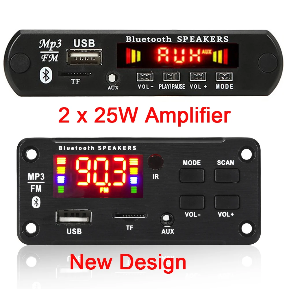 Автомобильный усилитель 2*25 Вт USB TF FM радио модуль беспроводной Bluetooth 5 0 MP3 WMA плеер
