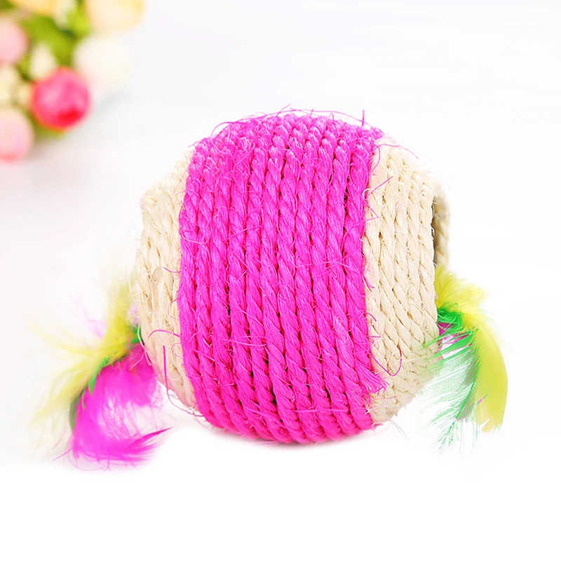 Цветные натуральные сизальные шарики для кошек когтеточки игрушки мяч мышь