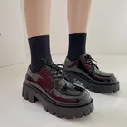 Туфли-оксфорды женские на платформе, винтажные удобные кожаные лоферы, повседневная обувь, топ-сайдеры, черные, весна-осень