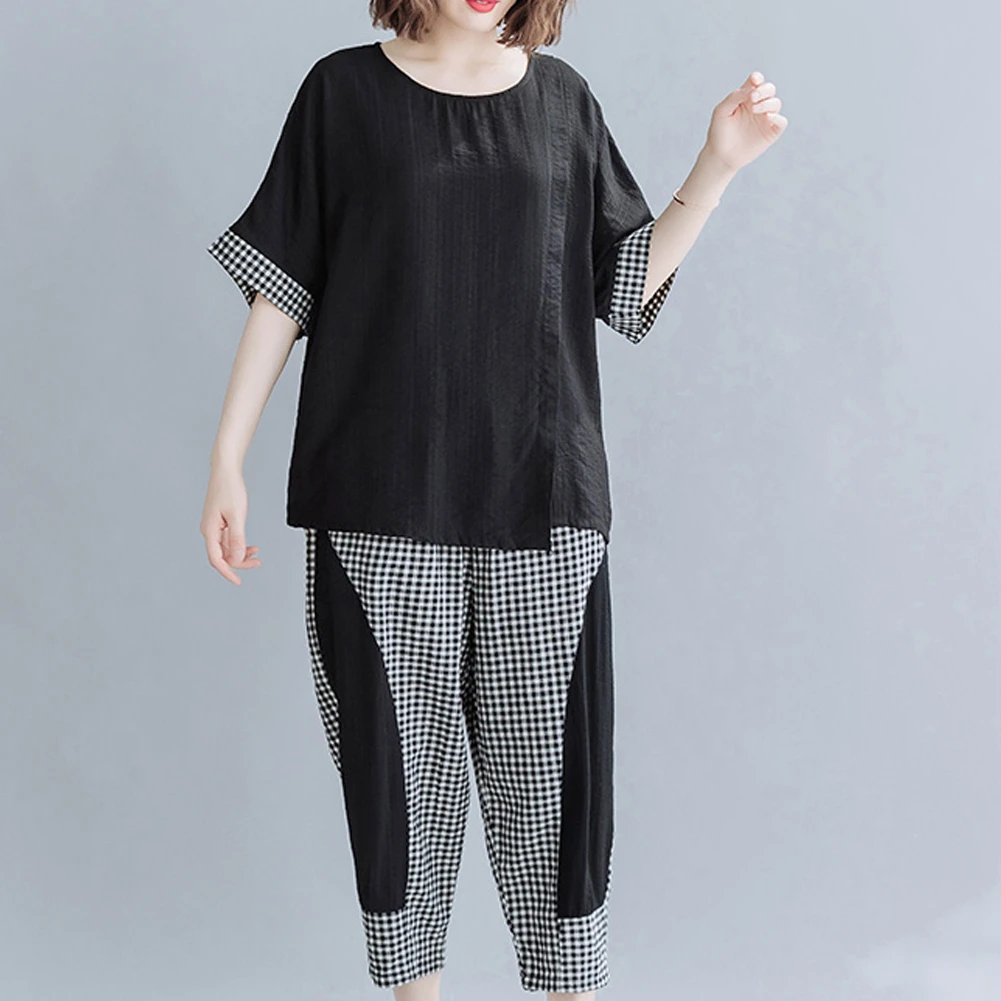 Костюм спортивный Max LuLu Женский Повседневный в клетку Модный корейский комплект