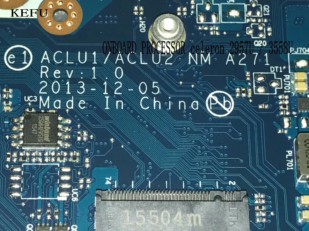 KEFU ACLU1/ACLU2 NM-A271 для LENOVO G50-70 Материнская плата ноутбука на процессоре CELERON 3558U+ видеокарта( товар