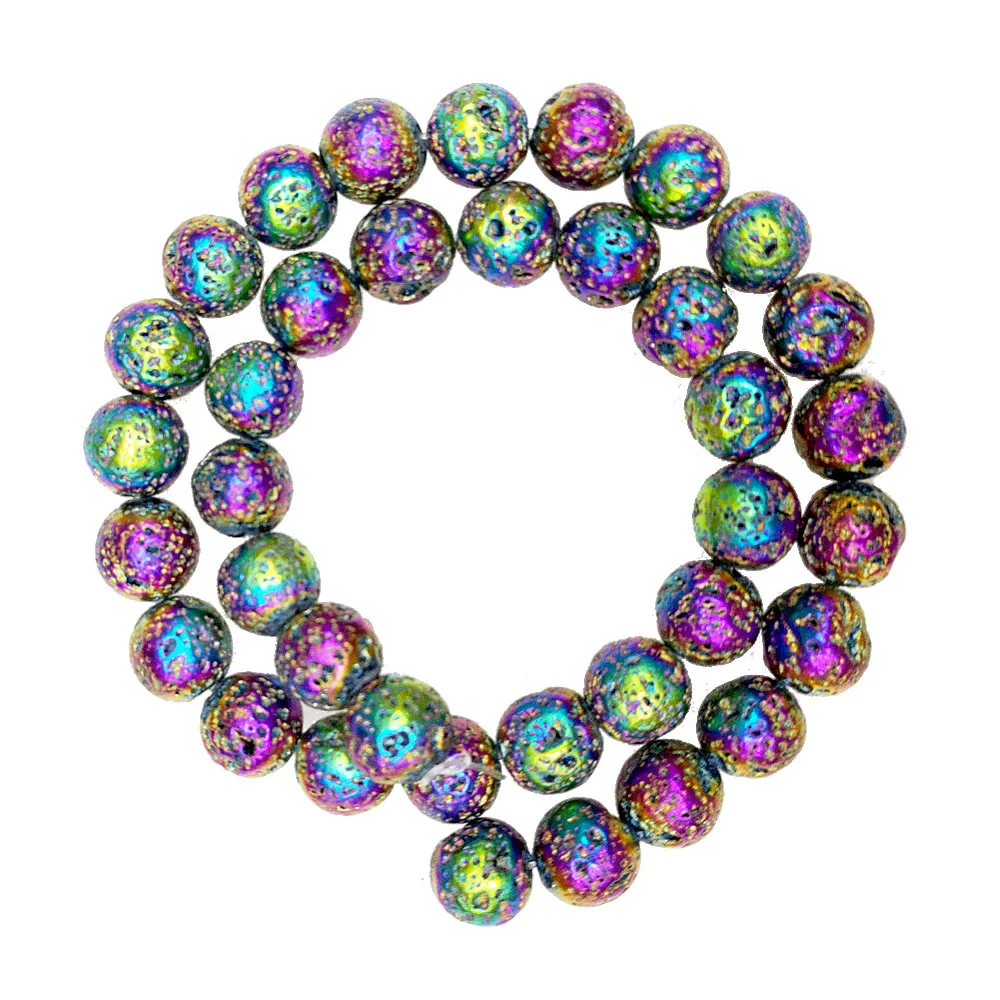 Позолоченные серебряные лавовые бусины из розового золота вулканические камни