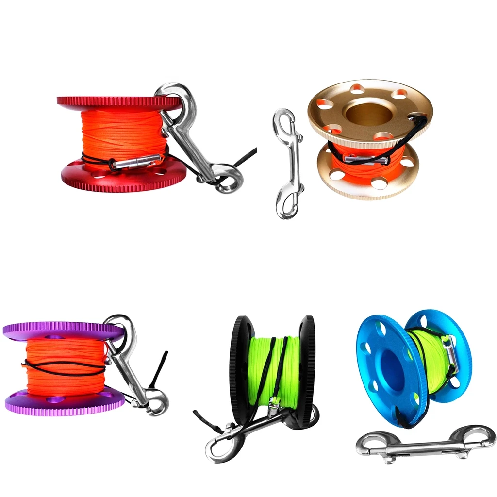 

Компактная направляющая катушка из алюминиевого сплава для подводного плавания с двойным концом из нержавеющей стали 316-20 м/50 м