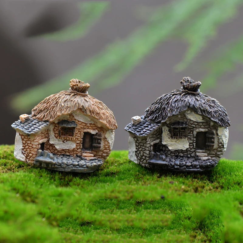 

Фигурка коттеджа 2 шт., декоративная фотостатуя животных, миниатюрный мох, микроландшафтные украшения, ремесло из смолы