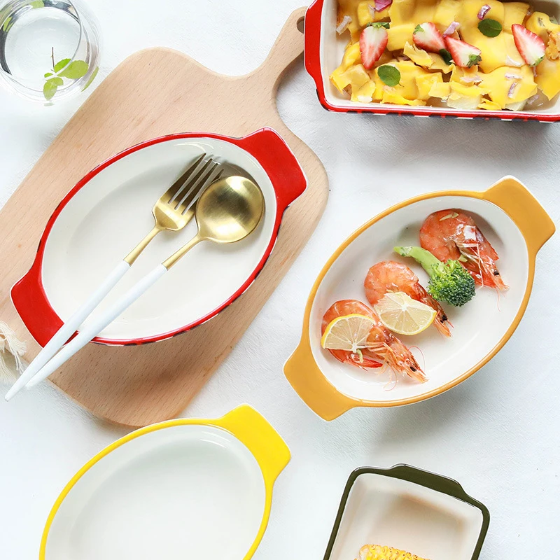 Милый Сельский узор Двойные уха выпечки сковорода керамическая Бытовая