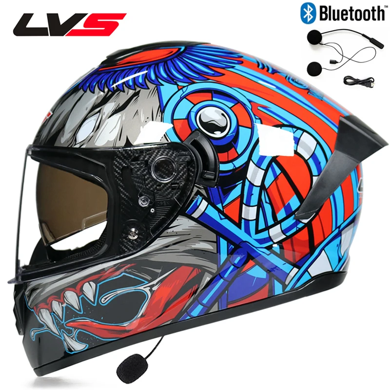 Bluetooth мотоциклетный шлем Полный мотоциклетный шлем с двойными линзами DOT Capacete da motocicleta