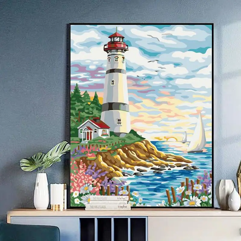 

DIY Paint By Numbers For Adults Landscape Home Decor картины по номерам 40*50 Hand Painting Pictures Drawing On Canvas