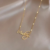 meyrroyu stainless steel gold color letter necklaces 2021 trendy simple necklaces for female girls fashion gift jewelry collier