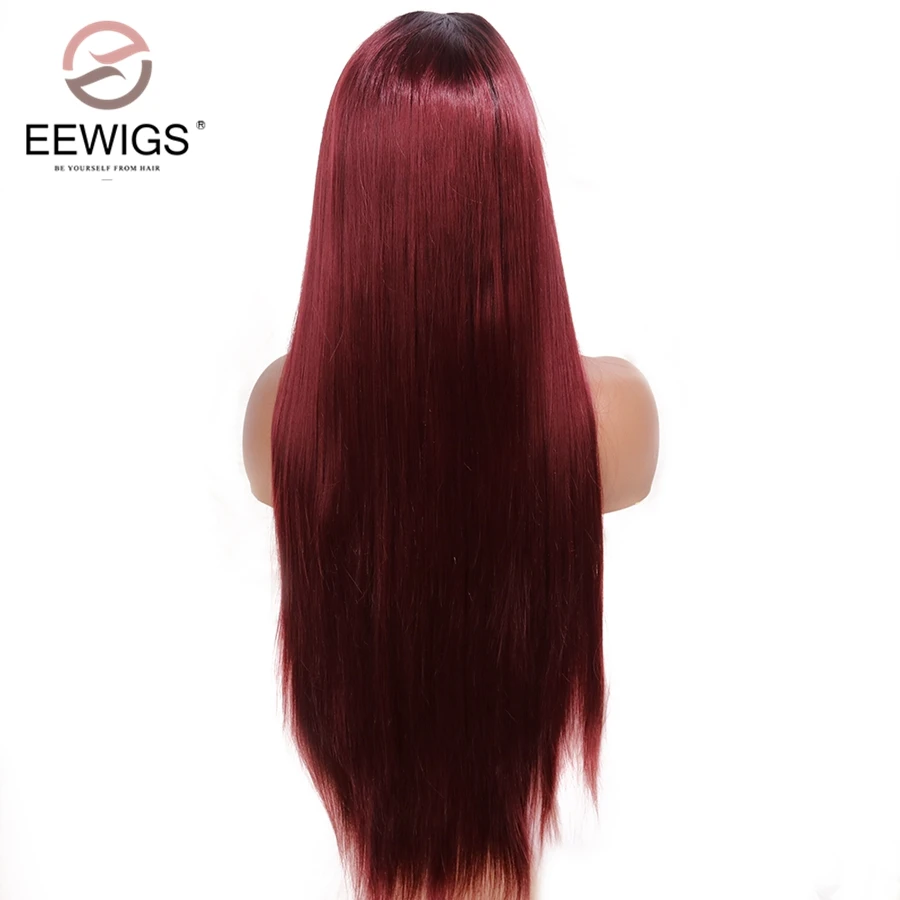 EEWIGS термостойкий парик с длинными прямыми волосами 150% плотность Бордовый