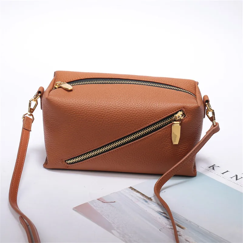 Brand crossbody bags for women Fashion Small Square Bag Genuine Leather bags women Zipper shoulder messenger bag sac main femme - Цвет: yellow