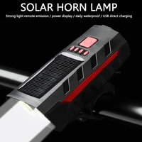 bicycle front light with horn solar usb charging 3 modes t6 led flashlight bicycle accessories night riding headlight