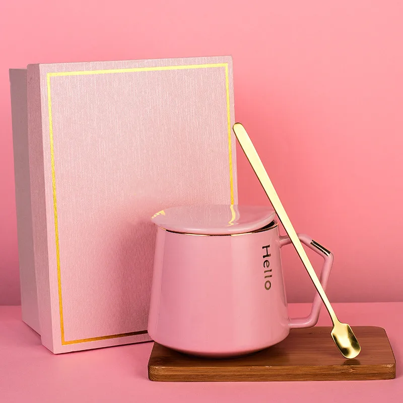 

Ceramic Mug Creative Simple Nordic Style Coffee Milk Cup New Office Household Flower Tea Mug Gift Set Couple Water Cup