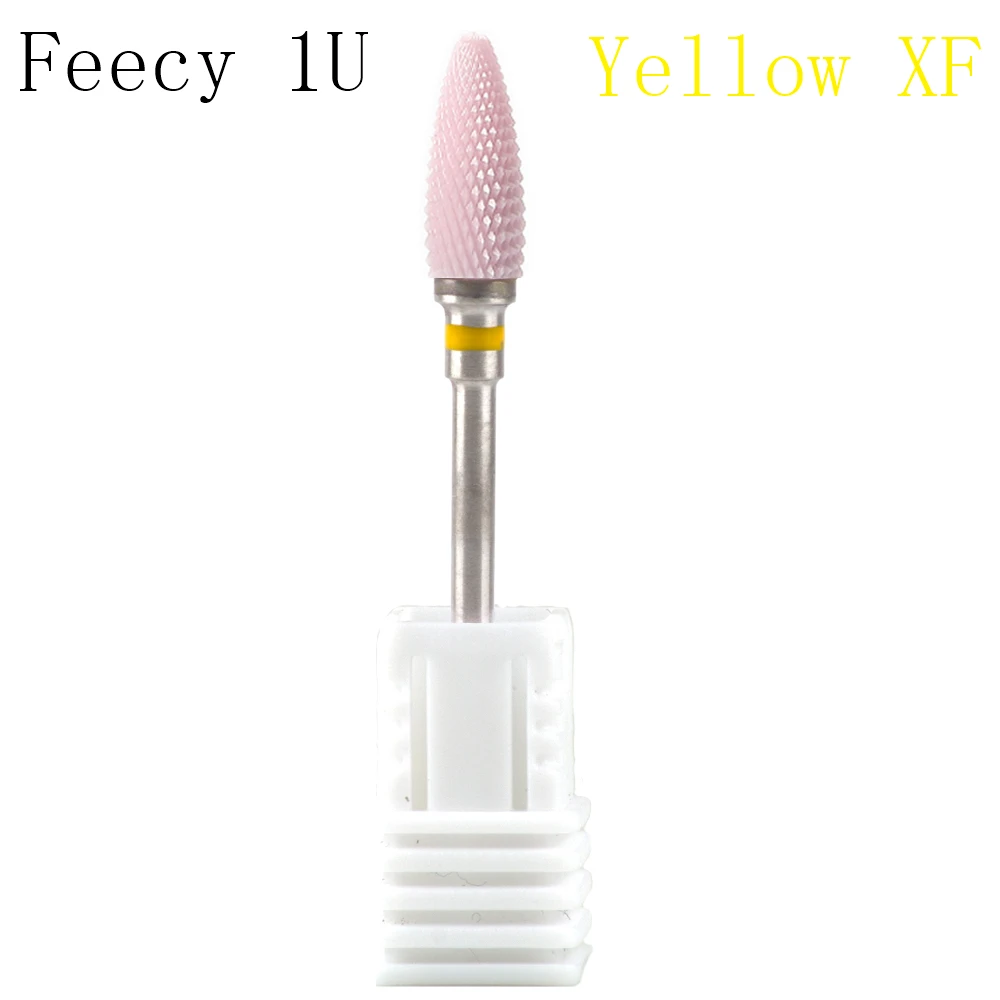 Feecy 1U Yellow XF Фрезерные керамические фрезы для ногтей, фрезы для маникюра, аксессуары для маникюрных станков, вращающиеся электрические пилки для ногтей, инструменты для дизайна ногтей - Цвет: Feecy 1U Yellow XF